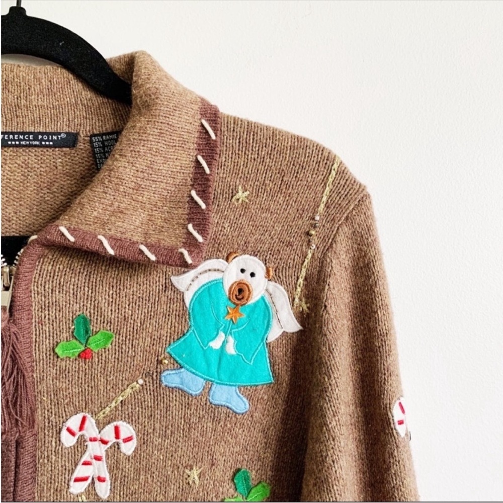 Reference Point Wool Blend Christmas Cardigan Med… - image 2